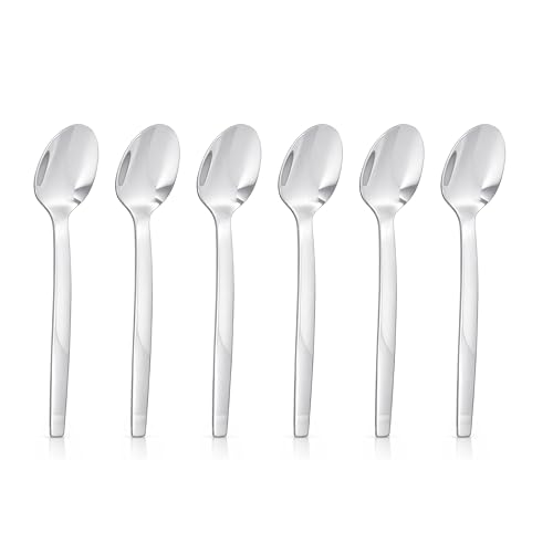 Image of Culinex Premium 7.9 inch Stainless Steel Dinner Spoon Set of 6 for Dining Table, Kitchen | Heavy, Rustproof Dishwasher Safe Silver Flatware by thinKitchen (Queen Series)