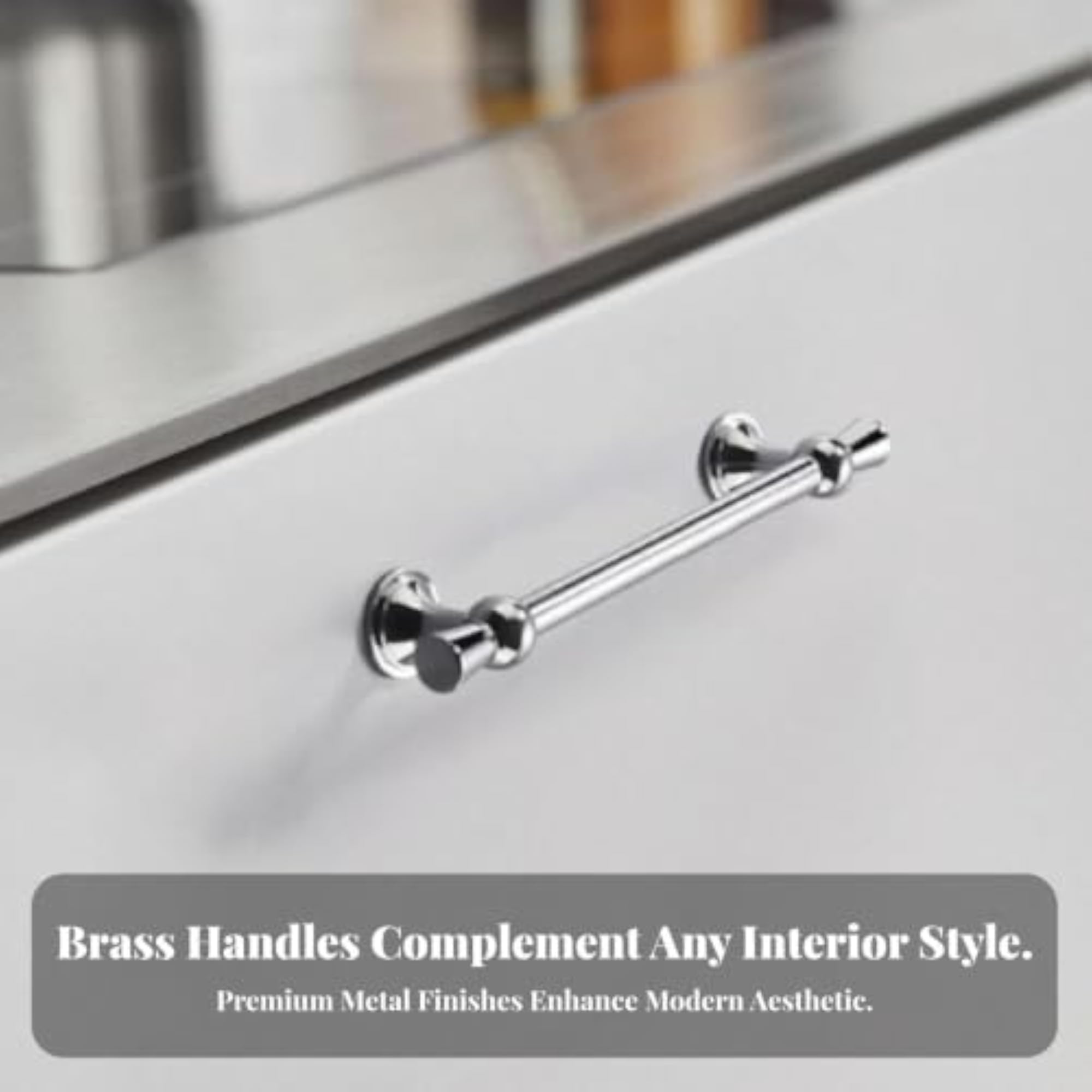 Modern Polished Metal Finish Cabinet Handle, Smooth Rounded Styling