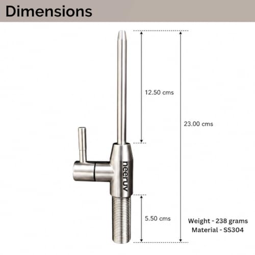 Image of SS 304 RO Faucet Tap | Stainless Steel Water Purifier Tap with Pipe & Fittings for Cabinet Mount | Leakproof RO Water Tap & RO Tap Extender for Kitchen RO Purifier System (3 /8 Inch)