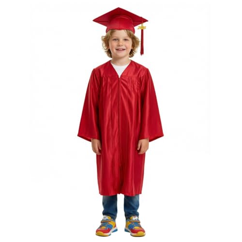 Image of Shiny Preschool Kindergarten Graduation Cap Gown Set for Kids With 2026 2025 Tassel Charm