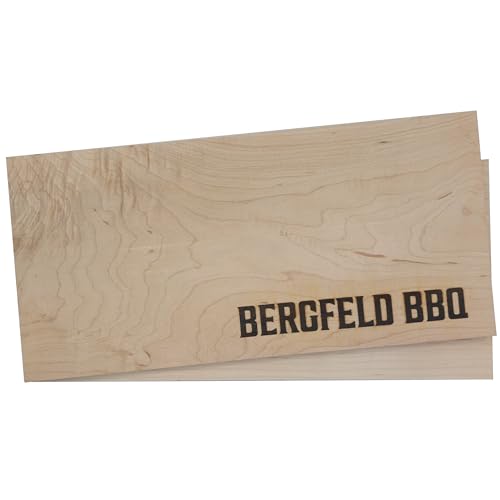 Bergfeld BBQ – 2 Stück XL Ahornholzbrett zum Grillen – Räucherbretter aus 100% natürlichem US Maple Holz – robust und wiederverwendbar – für besonderes Grill- und BBQ-Aroma