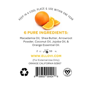 Miniatura 5 de Ellovi Mantequilla corporal batida totalmente natural, naranja, lo suficientemente pura para comer, hecha con solo 6 ingredientes veganos,