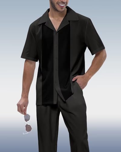 Men's Shirts 2 Piece Walking Suits, Summer Wedding Beach Button Down Shirts with Pants Set, Casual Party4