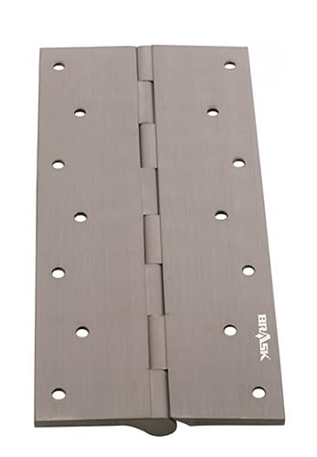 Image of BRASK Brass Railway Hinges 8 inch x 1.1 /4 inch x 5 /32 (200 mm x 32 mm x 4 mm) Heavy Duty Brass Door Hinges (Silver Satin, 3)