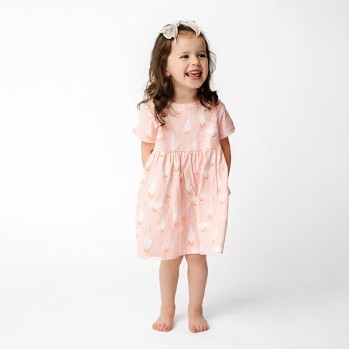 Copper Pearl T-Shirt Dress: Toddler Summer Dress with Deep Pockets and Wavy Hemline, Sizes 0-3M to 5T, Premium Knit Fabric