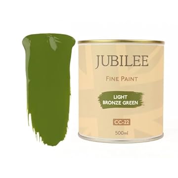 Guild Lane Jubilee Furniture Paint – Upcycle & Transform Wood, Metal & Glass – Soft Sheen Finish for Indoor & Outdoor – Durable & Easy to Apply Multi-Surface Paint (Light Bronze Green, 500ml)