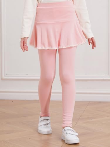 Girls Soft Leggings Ruffle Tutu Skirt Pants Toddlers Kids Warm Footless Uniform Culottes School Pantskirt2