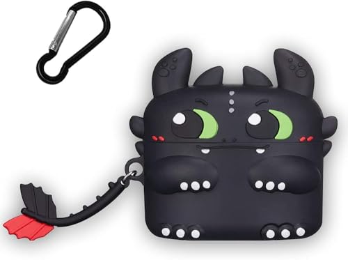 AIYAAIYA Custodia in silicone per cartoni animati 3D per Airpods, Cute Night Evil Impermeabile antiurto per Airpod Auricolare wireless Scatola di ricarica Cover protettiva con portachiavi (Nero Pro3)