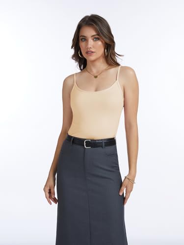 Image of Air Curvey 4 Pack Camisole Tops for Women Basic Undershirt Tanks Adjustable Spaghetti Straps Camis Seamless Soft Layering Top