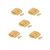 dophee Toggle Catch Lock 0.98'x0.79' Gold Retro Style Iron Hasp Wood Chest Lock Latch Clasp with Screws for Jewellery Box Suitcase Chest Decoration (5-Pack)
