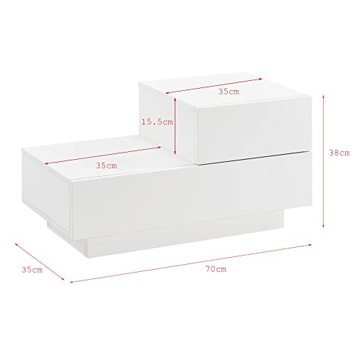 En.casa - Comodino da Notte a 2 Cassetti 38 x 70 x...