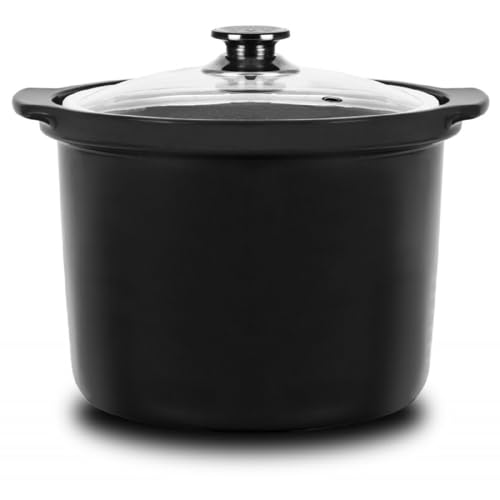 Cecotec, Cubeta de cerámica para cocciones lentas y a baja temperatura con tu Olla GM programable, Con tapa de vidrio, Negro, Apta para todas...