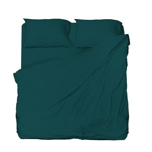 hermet Winner - Juego de sábanas para Cama de Matrimonio de Microfibra, Color Turquesa, sábana encimera, sábana Bajera con Esquinas, par de Fundas de Almohada