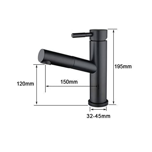 Mitigeur eau chaude froide rotatif 360° avec douchette lavabo rétractable intégrée