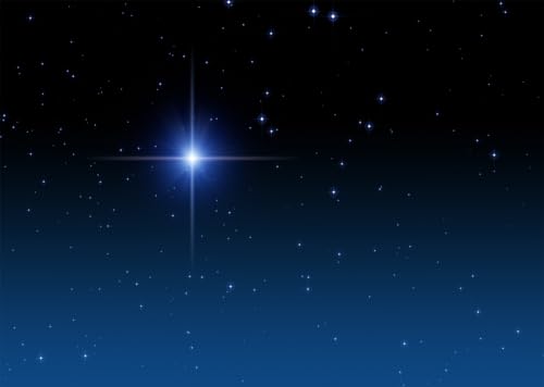CORFOTO 2.1x1.5m Fondo de Estrellas para Escena de la Natividad, Estrella de Belén, Nacimiento de Jesús, Cielo Estrellado Azul, Fondo fotográfico para Fiesta navideña, Cabina de Fotos