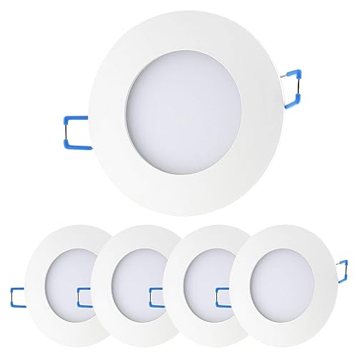 Sweet Led 5er IP44 dimmbar 11W 900lm, LED Bad Einbaustrahler, 230V ultra flach kaltweiß, rund Weiß, Bad Einbauspots Einbaulampen Einbauleuchten (5er Kaltweiß-weißfarbig)