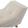 Kmax Upholstered Bedroom Bench with Arms, Button Tufted Velvet Fabric Vanity Bench with Nailhead Trim & Rubber Wood Legs, Cream