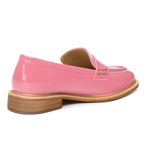 Image of JUSTDANNI Loafers for Women Slip On Shoes with Round Toe 1.2-Inch Low Chunky Block Heel Patent Comfortable Casual Dress Pump Shoes for Wedding Party Work Shopping Dating