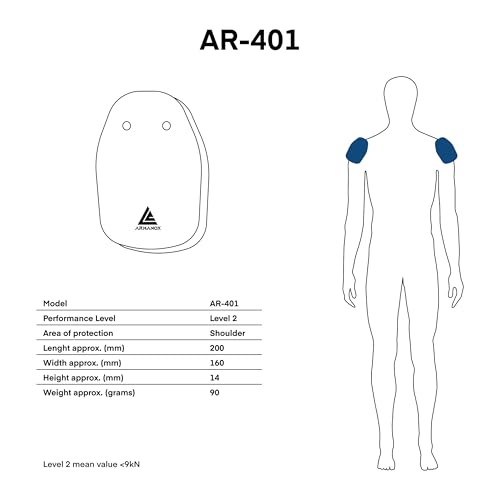 OZONE MOTO Armanox 401 Schulterprotektoren für Motorradjacken | Zwei im Set | Schutz der Stufe 2 | Taschen für Protektoren in Motorradjacke sind Erforderlich