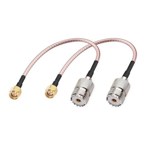 DHT Electronics Handheld Antenna Cable SMA male to UHF SO-239 Female Connectors 6'' Pack of 2 Cover