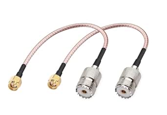 DHT Electronics Handheld Antenna Cable SMA Male to UHF SO-239 Female Connectors 6''