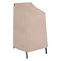 Modern Leisure Chalet Stackable/High Back Bar Chair Cover - Weather-Resistant Fabric - Outdoor Furniture Protection Perfect for Patio, Deck, and Porch - 27" L x 27" W x 49" H - Beige