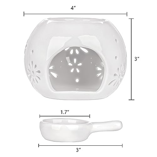 Elsjoy Set of 4 Ceramic Tealight Candle Holder, Essential Oil Burner Wax Melt Burner with Spoons, Aroma Candle Warmer for Bedroom, Living Room, Home Decor