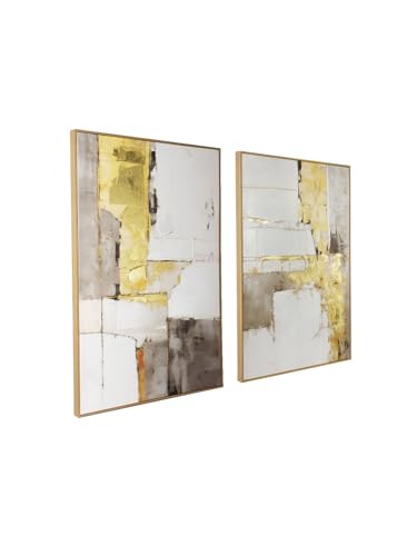 Contemporary Gold and Neutral Abstract Wall Art - 24x36 inch