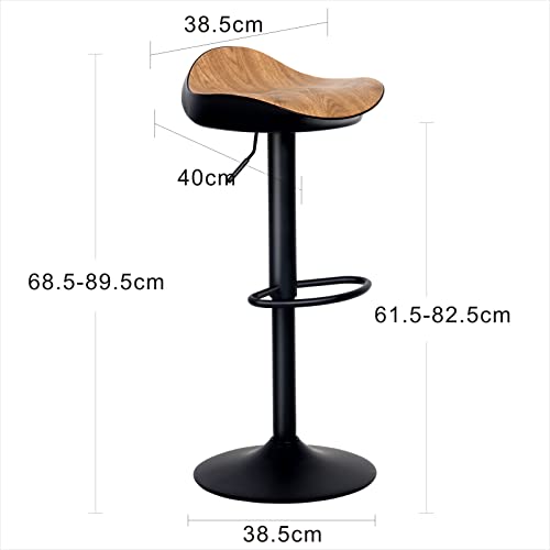 YOUTASTE Barhocker 2er Set, Bar Hocker Höhenverstellbar und Drehbar, Küche und Theke Hocker, mit PU-Oberfläche Sitz, Fußstütze und Metallrahmen (Holzähnliche Farbe) - 6
