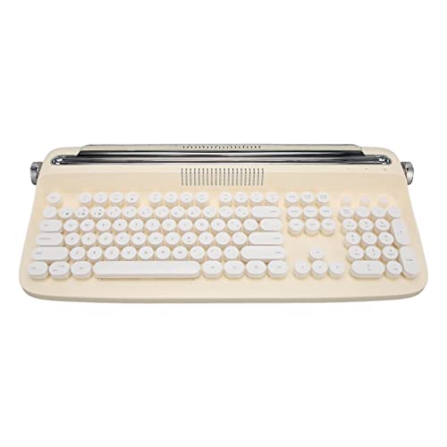 Teclado Bluetooth Vintage, Teclado de Máquina de Escribir Inalámbrico de 104 Teclas, Teclado de Máquina de Escribir Retro con Soporte Integrado, para Computadora Portátil con (Amarillo)
