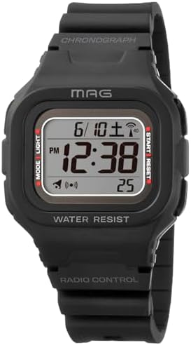 （18:00時点） MAG(マグ)腕時計 デジタル 電波 ソーラー デュアルパワー 防水 ウレタンベルト 少し小さめ 子供でも使用可能 MW-550A BK ブラック