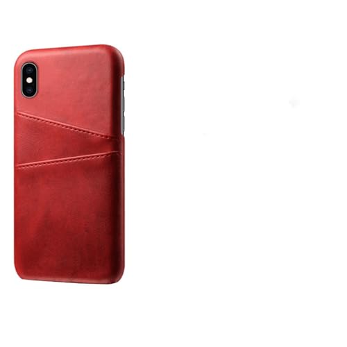 Étui en cuir avec porte-carte pour iPhone 13 et 14 Pro, housse PU rouge