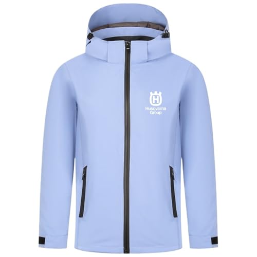 QATOBI Chaqueta Impermeable Mujer H.u.s.q.v.a.r.n.a, Chaqueta Cortaviento con Capucha, Ideal para el Aire Libre Campamento Pesca(Blue,3XL)