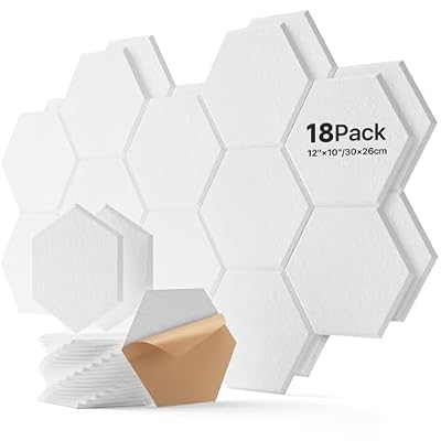 Soundsbay Hexagon Acoustic Panels, Self-Adhesive 18 Pack Sound Panels