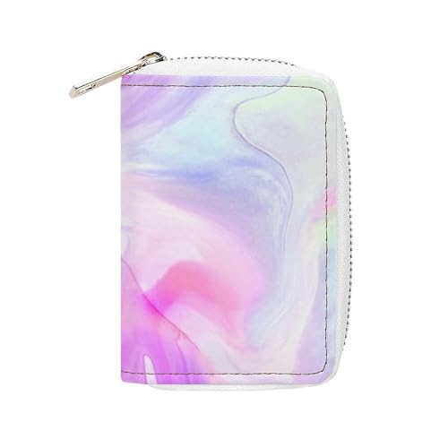 Leather Credit Card Holder Case Wallet Travel Passport Walle Stylish Fashion Tie Purple Dye Pastel Violet Marble