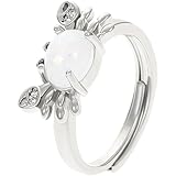 [ROMISBABA] 月光石カニモチーフリング 宝石装飾指輪 女性用ジュエリー ファッションアクセサリー プロムやパーティーの記念日