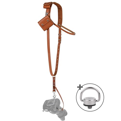 Image of C Coiro Leather Camera Strap Crossbody for DSLR, Mirrorless - Secure Dual Mount, Quick Release for Professional Photography