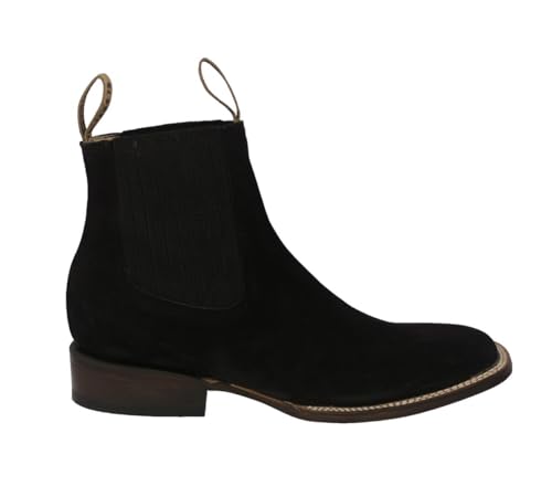 Mens Black Chelsea Mid Boots Nubuck Leather Western Dress Square Toe2