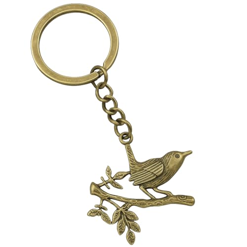 Porte-Clés Oiseau – Porte-Cléf Animal et Charme de Sac pour Femmes avec Feuilles Détaillées, Cadeaux de Porte-Clé Rétro pour Amatrices de Nature & d'Art