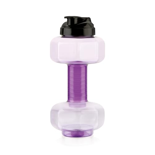 Image of ATTRO Dumbbell Water Bottle 2 Liter Plastic Bottle with Grip Handle Stylish Bottle for Gym Lover BPA Free, Food Grade, Leakproof- Violet