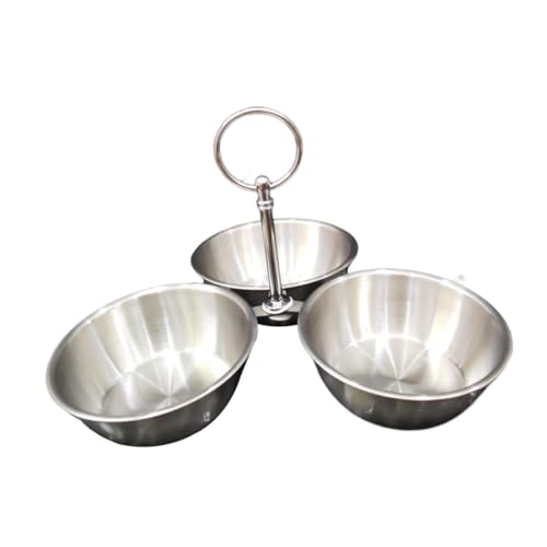 budiniao Juego de cuencos para servir aperitivos con soporte para fiestas en casa. Cuenco para servir condimentos, expositor para salsas. El condimento de 3 partes está hecho acero inoxidable. Platos