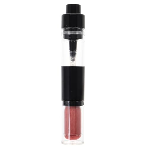 HEALEEP Brocha de Maquillaje de Viaje Multifuncional Prensada para Polvos Sueltos con Fibras Suaves Color Rosa, Pincel Portátil con Liberación Automática de Polvo para Rubor y Acabado