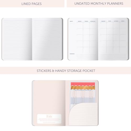 Busy B A5 Busy Life Notebook - Multicoloured Cover - Perfect for Students, Teachers, Work & More with Lined Pages, Undated Month Planners, Stickers, Storage Pocket & Elastic Closure Band - Image 4