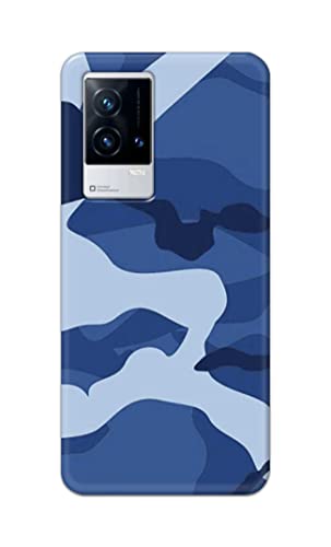 Image of Printed Hard Back Cover Case for Vivo IQOO 9 5G Back Cover (Army Blue Pattern) -702
