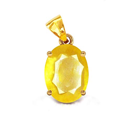 Pendentif saphir jaune 7,25 carats authentique en alliage Panchadhatu