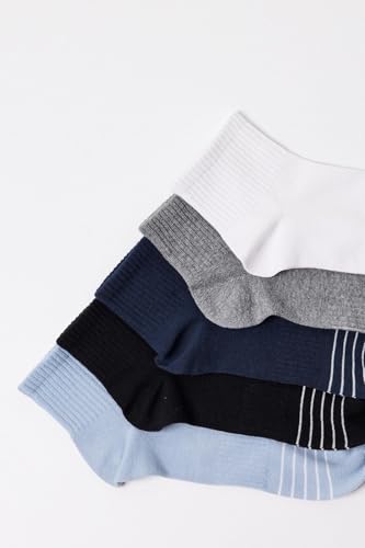 bony&katia Men's Ankle Socks with Striped Design, 5 Pairs, Assorted Colors3