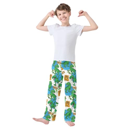 ZZKKO Bright Cool Dinosaur Boys Pants for Kids Jogger Pants with Pockets S-XL2