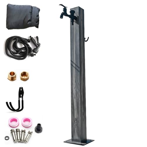LYUCAYHQ Grifo con Soporte Manguera, Columna de Agua Estancada de Acero Inoxidable 304, Columna de Agua de Fuente Jardin, Columna de Agua Vertical Anticongelante para Jardín(Gray)