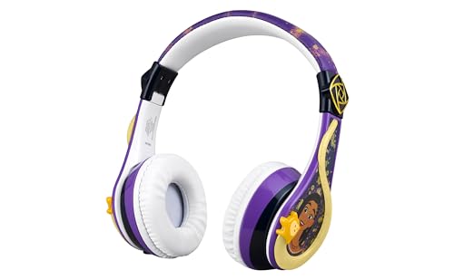 eKids Disney Wish Bluetooth Headphones for Kids, Wireless Headphones with Microphone Includes Aux Cord, Volume Reduced Kids Foldable Earphones for School, Home, or Travel