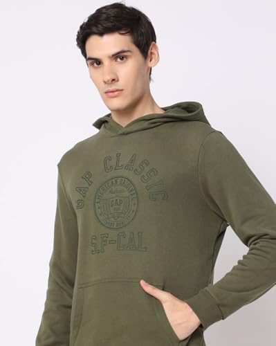 Image of Gap Men Regular Fit Logo Print Full Sleevesd Cotton Hoodie